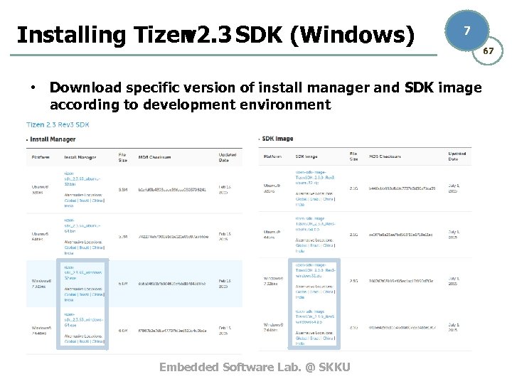 Installing Tizen v 2. 3 SDK (Windows) 7 • Download specific version of install