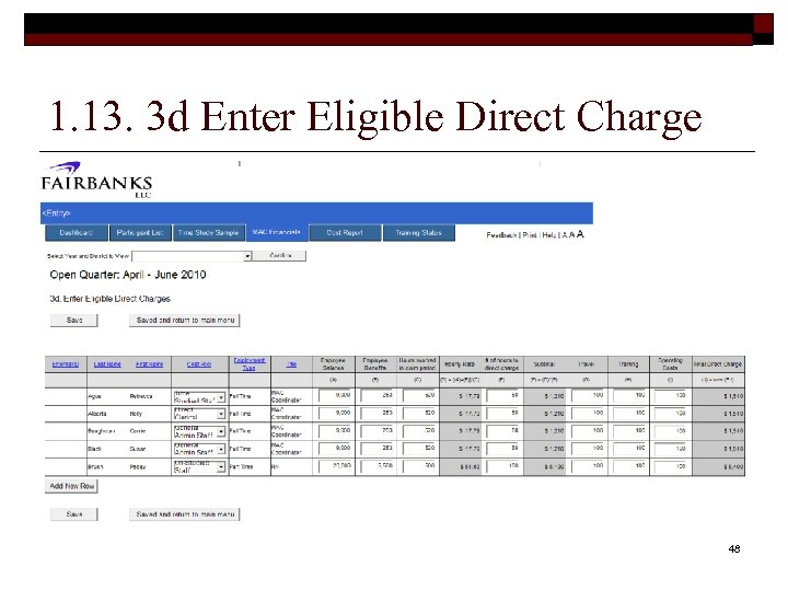 1. 13. 3 d Enter Eligible Direct Charge 48 