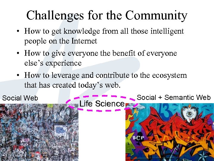 Challenges for the Community • How to get knowledge from all those intelligent people