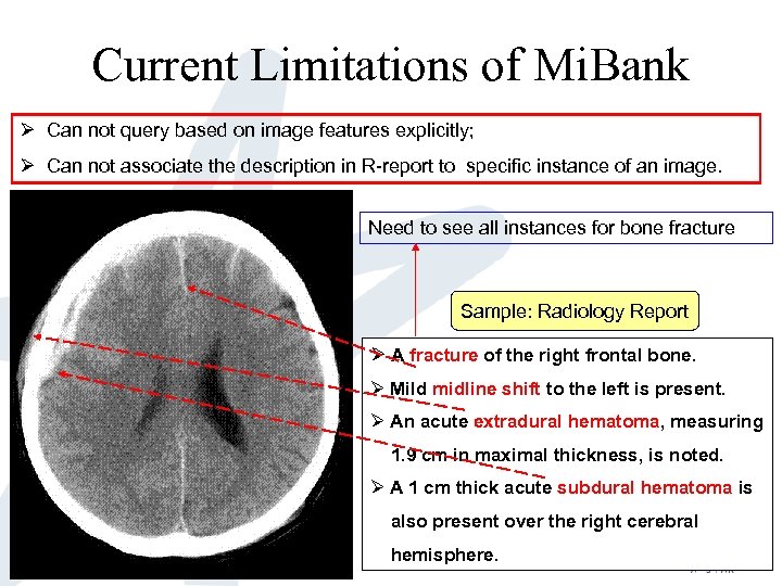 Current Limitations of Mi. Bank Ø Can not query based on image features explicitly;