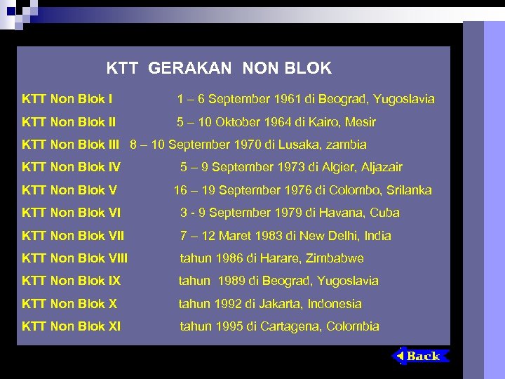 KTT GERAKAN NON BLOK KTT Non Blok I 1 – 6 September 1961 di