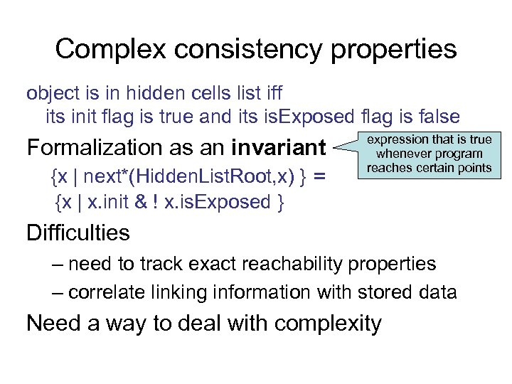 Complex consistency properties object is in hidden cells list iff its init flag is