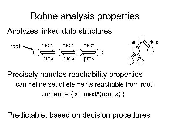 Bohne analysis properties Analyzes linked data structures next prev root prev left right prev