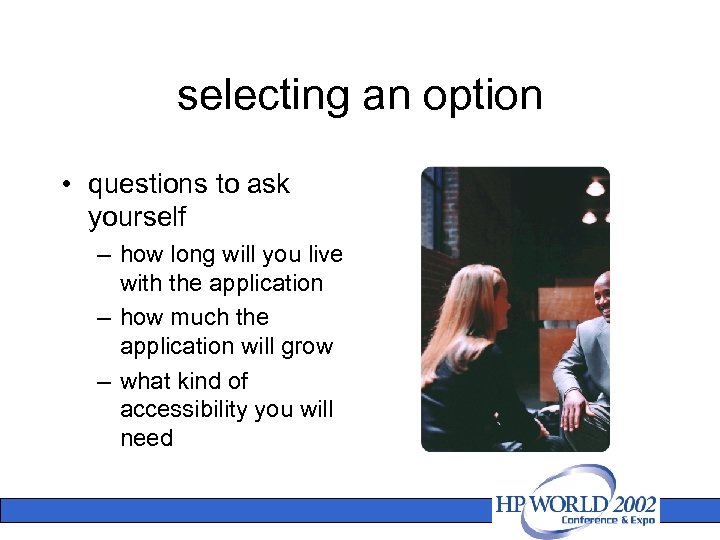 selecting an option • questions to ask yourself – how long will you live