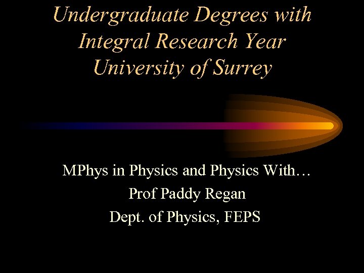 Undergraduate Degrees with Integral Research Year University of Surrey MPhys in Physics and Physics