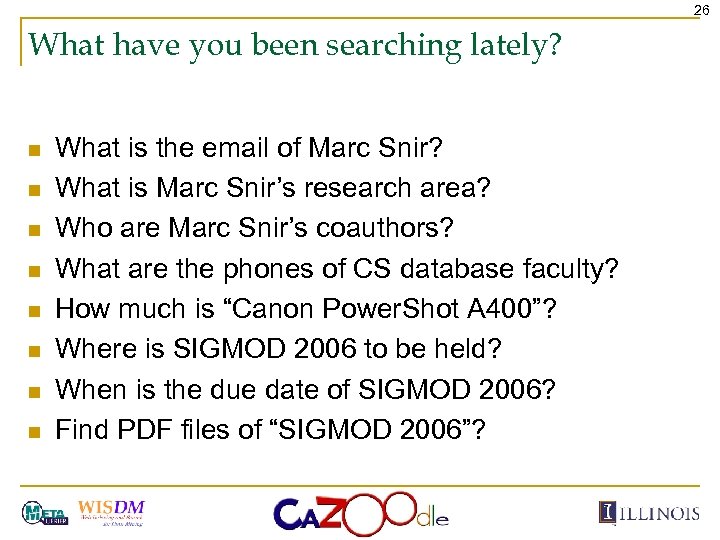 26 What have you been searching lately? n n n n What is the