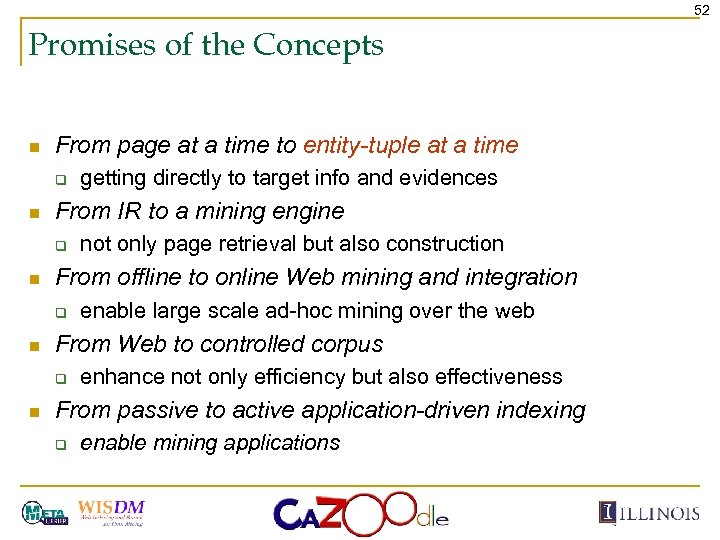 52 Promises of the Concepts n From page at a time to entity-tuple at