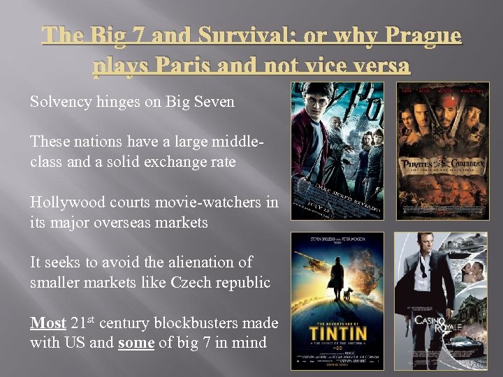 The Big 7 and Survival: or why Prague plays Paris and not vice versa