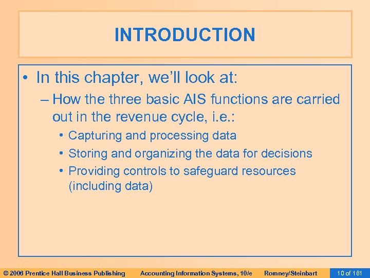 INTRODUCTION • In this chapter, we’ll look at: – How the three basic AIS