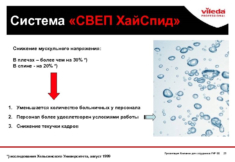 Улучшенная эргономика Система «СВЕП Хай. Спид» Снижение мускульного напряжения: В плечах – более чем