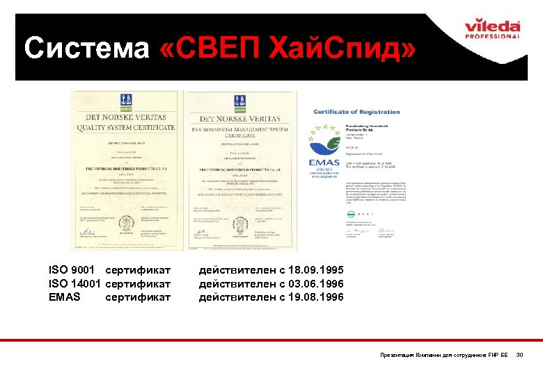 Сертификаты Система «СВЕП Хай. Спид» нашего завода в Финляндии ISO 9001 сертификат ISO 14001