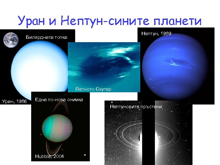 Уран и Нептун-сините планети Нептун, 1989 Билярдната топка Петното Скутер Уран, 1986 Една по-нова