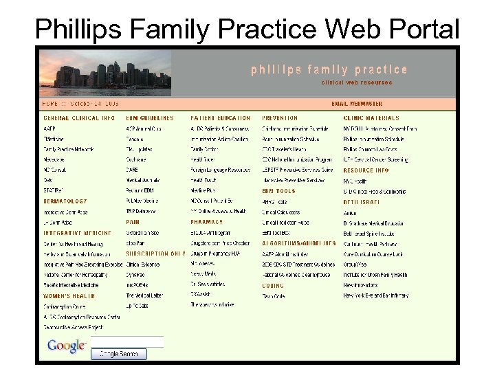 Phillips Family Practice Web Portal 