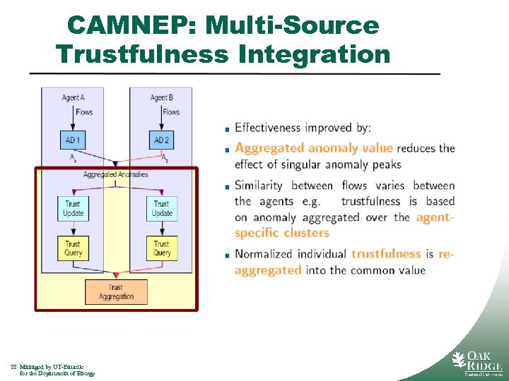 CAMNEP: Multi-Source Trustfulness Integration 22 Managed by UT-Battelle for the Department of Energy 