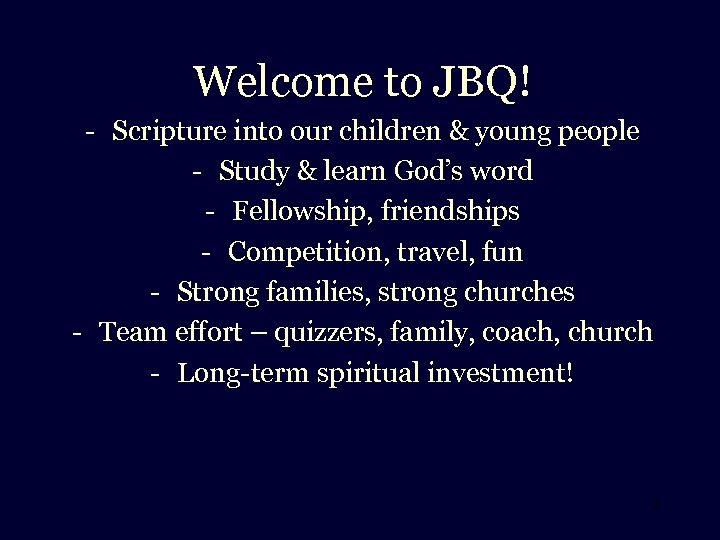 Welcome to JBQ! - Scripture into our children & young people - Study &