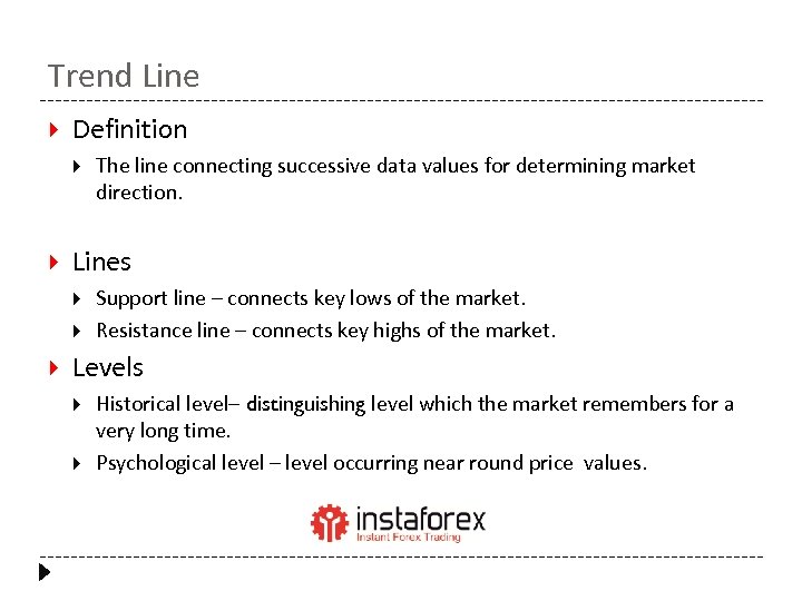 Trend Line Definition Lines The line connecting successive data values for determining market direction.
