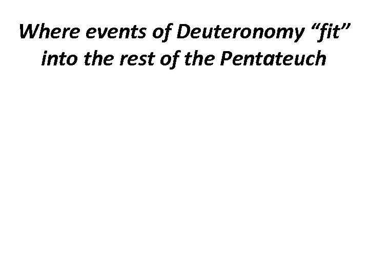 Where events of Deuteronomy “fit” into the rest of the Pentateuch 