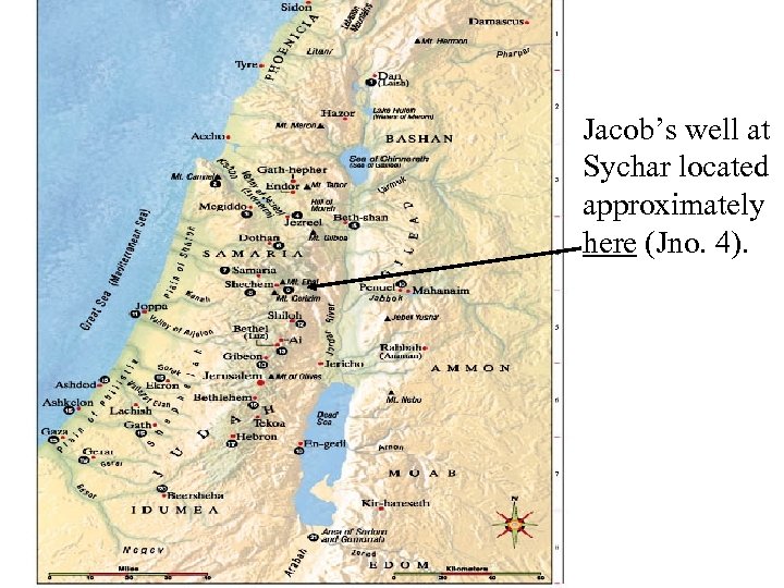 Jacob’s well at Sychar located approximately here (Jno. 4). 