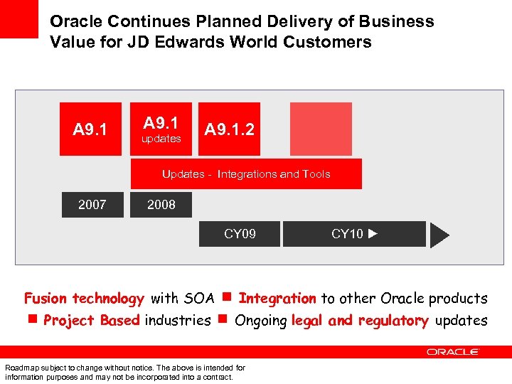 Oracle Continues Planned Delivery of Business Value for JD Edwards World Customers A 9.