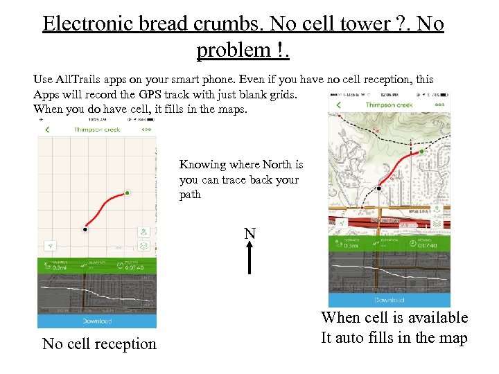 Electronic bread crumbs. No cell tower ? . No problem !. Use All. Trails