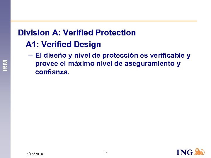 IRM Division A: Verified Protection A 1: Verified Design – El diseño y nivel