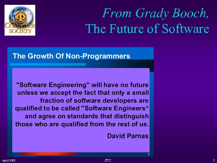 From Grady Booch, The Future of Software April 2003 STC 3 