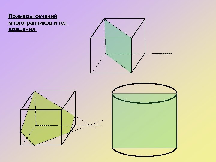 Примеры сечений многогранников и тел вращения. 