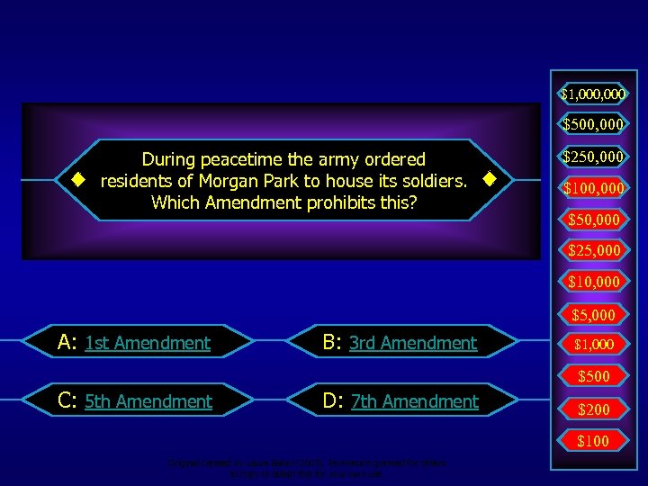 $1, 000 $500, 000 During peacetime the army ordered residents of Morgan Park to