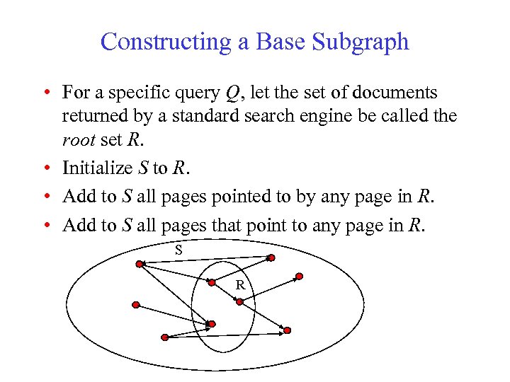 Constructing a Base Subgraph • For a specific query Q, let the set of