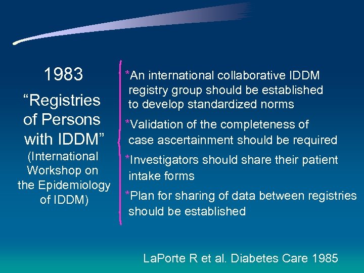 1983 “Registries of Persons with IDDM” (International Workshop on the Epidemiology of IDDM) *An