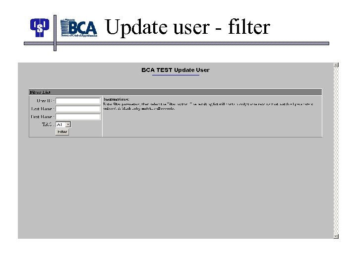 Update user - filter 