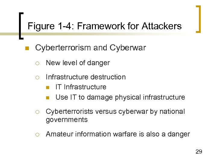 Figure 1 -4: Framework for Attackers n Cyberterrorism and Cyberwar ¡ New level of