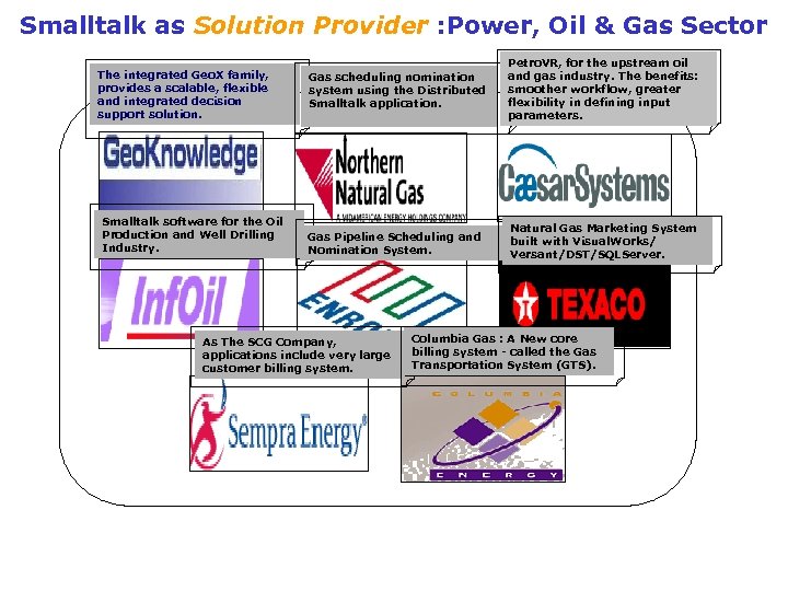 Smalltalk as Solution Provider : Power, Oil & Gas Sector The integrated Geo. X