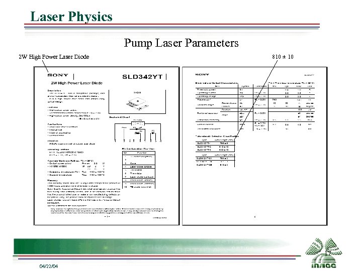 Laser Physics Pump Laser Parameters 2 W High Power Laser Diode 810 ± 10