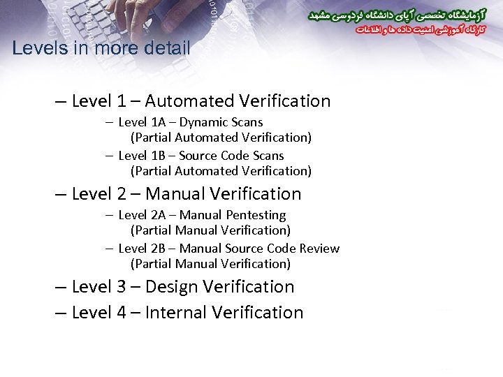 Levels in more detail – Level 1 – Automated Verification – Level 1 A