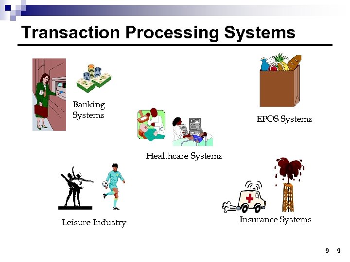 Transaction Processing Systems Banking Systems EPOS Systems Healthcare Systems Leisure Industry Insurance Systems 9