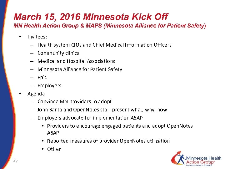 March 15, 2016 Minnesota Kick Off MN Health Action Group & MAPS (Minnesota Alliance