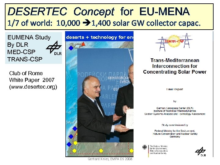 DESERTEC Concept for EU-MENA 1/7 of world: 10, 000 1, 400 solar GW collector