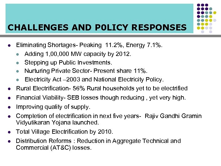 CHALLENGES AND P 0 LICY RESPONSES l l l l Eliminating Shortages- Peaking 11.