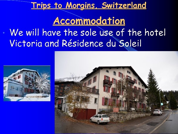 Trips to Morgins, Switzerland Accommodation • We will have the sole use of the