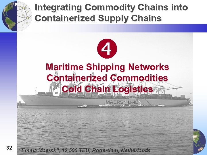 Integrating Commodity Chains into Containerized Supply Chains Maritime Shipping Networks Containerized Commodities Cold Chain