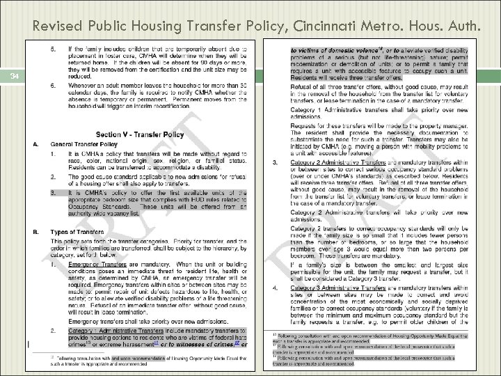 Revised Public Housing Transfer Policy, Cincinnati Metro. Hous. Auth. 34 
