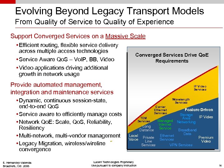 Evolving Beyond Legacy Transport Models From Quality of Service to Quality of Experience Support