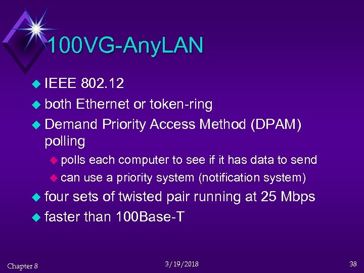 100 VG-Any. LAN u IEEE 802. 12 u both Ethernet or token-ring u Demand