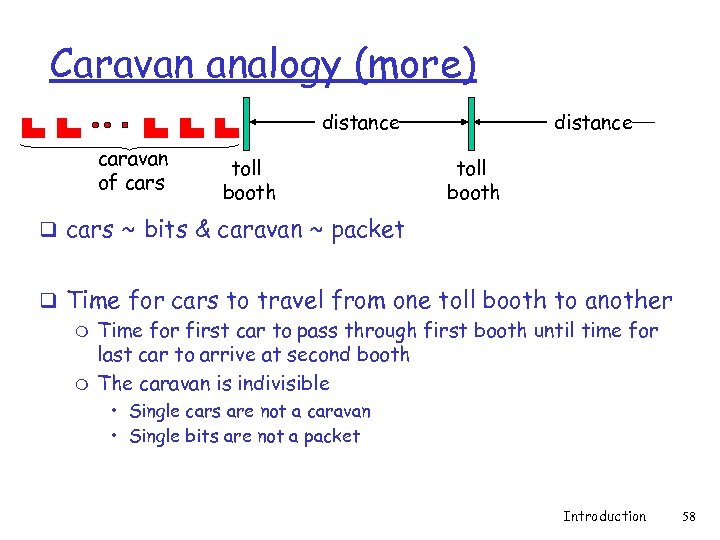 Caravan analogy (more) distance caravan of cars toll booth distance toll booth q cars