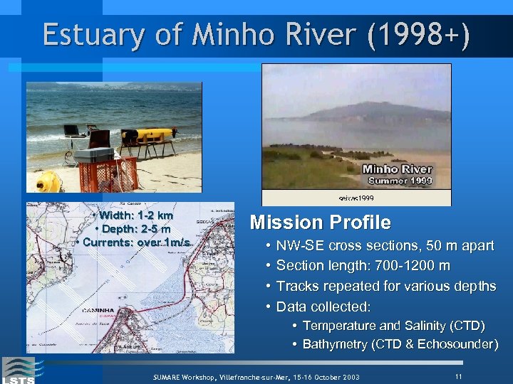 Estuary of Minho River (1998+) • Width: 1 -2 km • Depth: 2 -5