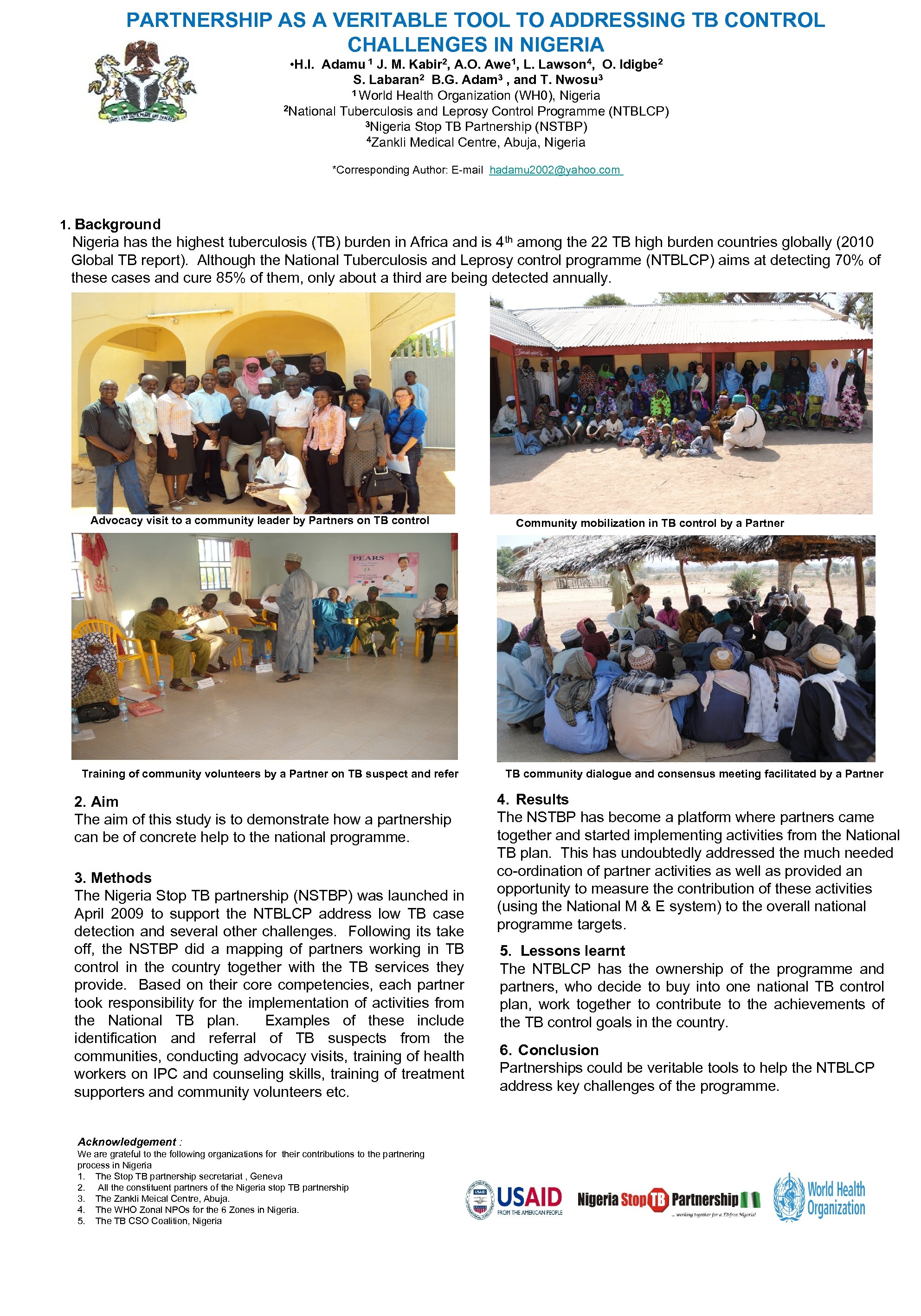 PARTNERSHIP AS A VERITABLE TOOL TO ADDRESSING TB CONTROL CHALLENGES IN NIGERIA • H.