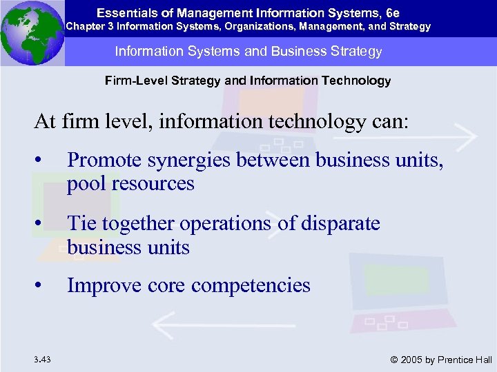 Essentials of Management Information Systems, 6 e Chapter 3 Information Systems, Organizations, Management, and
