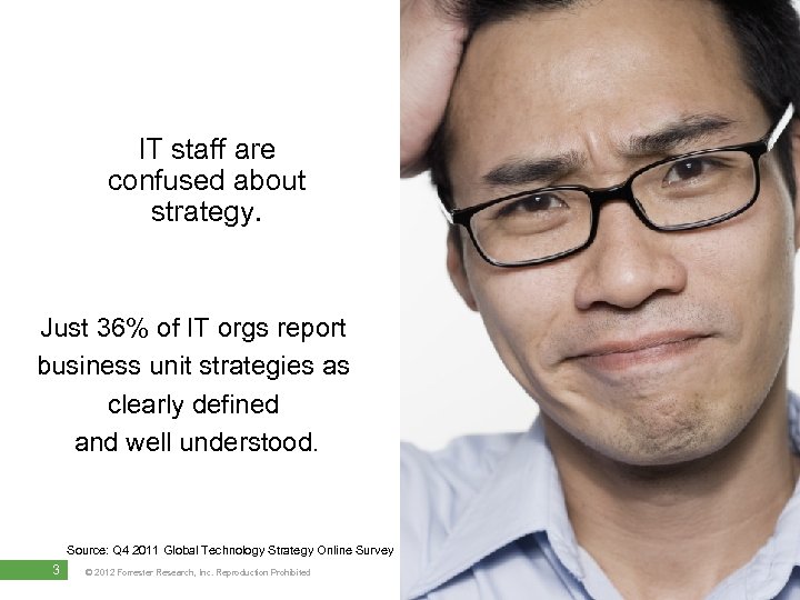 IT staff are confused about strategy. Just 36% of IT orgs report business unit