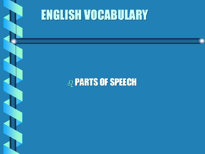 ENGLISH VOCABULARY B PARTS OF SPEECH Why